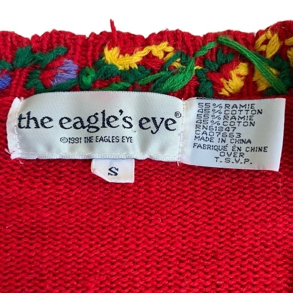 Vintage 90s Heavily Embroidered Floral Cardigan Folk Art Cottagcore Prairie S - Picture 14 of 16